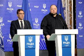 Joint briefing of Ruslan Stefanchuk and Marcos Perestrello in Kyiv