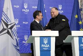 Joint briefing of Ruslan Stefanchuk and Marcos Perestrello in Kyiv