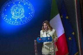 Giorgia Meloni and Turkish President Erdogan Press Conference - Rome