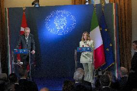 Giorgia Meloni and Turkish President Erdogan Press Conference - Rome