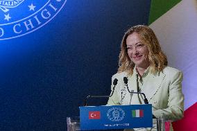 Giorgia Meloni and Turkish President Erdogan Press Conference - Rome