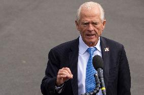 Peter Navarro Speaks to Reporters Outside the White House