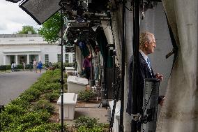 Peter Navarro Speaks to Reporters Outside the White House