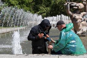 Fountains spring to life in Dnipro