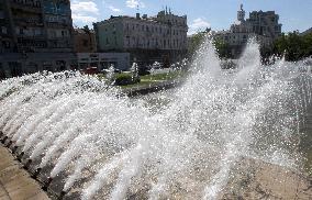 Fountains spring to life in Dnipro