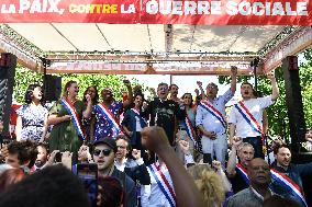 Jean-Luc Melenchon speaks on May Day in Paris FA