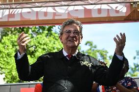 Jean-Luc Melenchon speaks on May Day in Paris FA