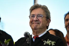 Jean-Luc Melenchon speaks on May Day in Paris FA