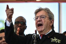 Jean-Luc Melenchon speaks on May Day in Paris FA
