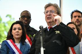 Jean-Luc Melenchon speaks on May Day in Paris FA