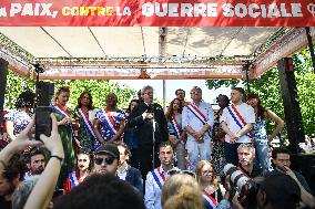 Jean-Luc Melenchon speaks on May Day in Paris FA