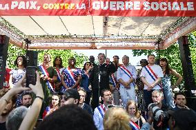 Jean-Luc Melenchon speaks on May Day in Paris FA