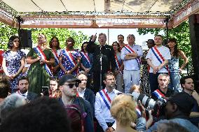 Jean-Luc Melenchon speaks on May Day in Paris FA