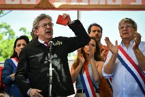 Jean-Luc Melenchon speaks on May Day in Paris FA