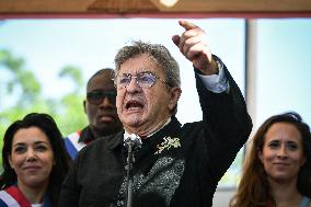 Jean-Luc Melenchon speaks on May Day in Paris FA