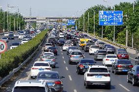 Congested Road During May Day Holiday in Beijing