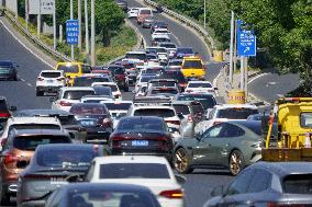 Congested Road During May Day Holiday in Beijing