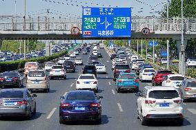 Congested Road During May Day Holiday in Beijing