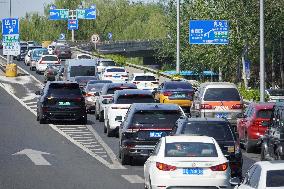 Congested Road During May Day Holiday in Beijing