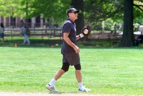 George Clooney Playing Baseball - NYC