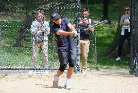 George Clooney Playing Baseball - NYC