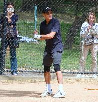 George Clooney Playing Baseball - NYC