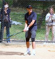 George Clooney Playing Baseball - NYC
