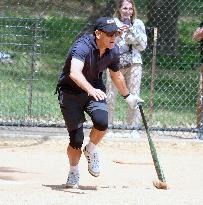 George Clooney Playing Baseball - NYC