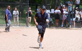 George Clooney Playing Baseball - NYC