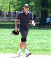 George Clooney Playing Baseball - NYC