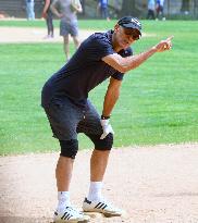 George Clooney Playing Baseball - NYC