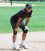 George Clooney Playing Baseball - NYC