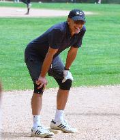 George Clooney Playing Baseball - NYC
