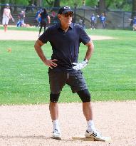 George Clooney Playing Baseball - NYC