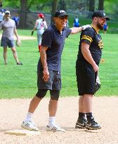 George Clooney Playing Baseball - NYC