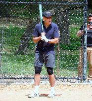 George Clooney Playing Baseball - NYC