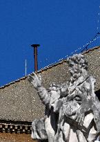 Firefighters Install Chimney On The Sistine Chapel For Papal Election - Vatican