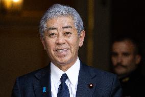 Japanese Foreign Affairs Minister arrives for a meeting at Matignon - Paris