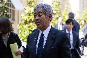 Japanese Foreign Affairs Minister arrives for a meeting at Matignon - Paris