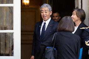 Japanese Foreign Affairs Minister arrives for a meeting at Matignon - Paris