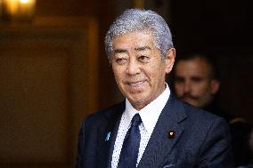 Japanese Foreign Affairs Minister arrives for a meeting at Matignon - Paris