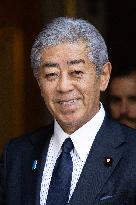 Japanese Foreign Affairs Minister arrives for a meeting at Matignon - Paris