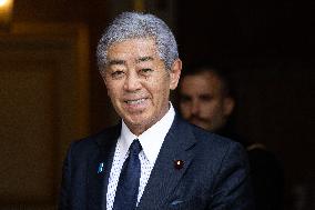 Japanese Foreign Affairs Minister arrives for a meeting at Matignon - Paris