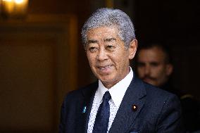 Japanese Foreign Affairs Minister arrives for a meeting at Matignon - Paris