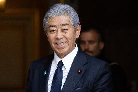 Japanese Foreign Affairs Minister arrives for a meeting at Matignon - Paris