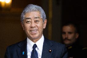 Japanese Foreign Affairs Minister arrives for a meeting at Matignon - Paris
