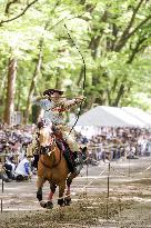 "Yabusame" mounted archery rite at Kyoto shrine