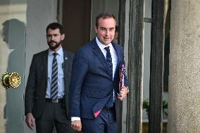 French Minister for the Armed Forces Sebastien Lecornu exits the Elysee FA