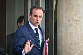 French Minister for the Armed Forces Sebastien Lecornu exits the Elysee FA