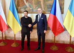 Briefing of Volodymyr Zelenskyy and Petr Fiala in Prague